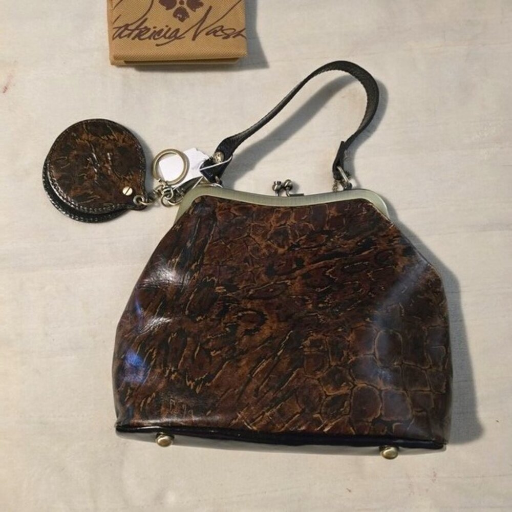New! PATRICIA NASH Elegant Brown Crocodile-Embossed Women's Bag